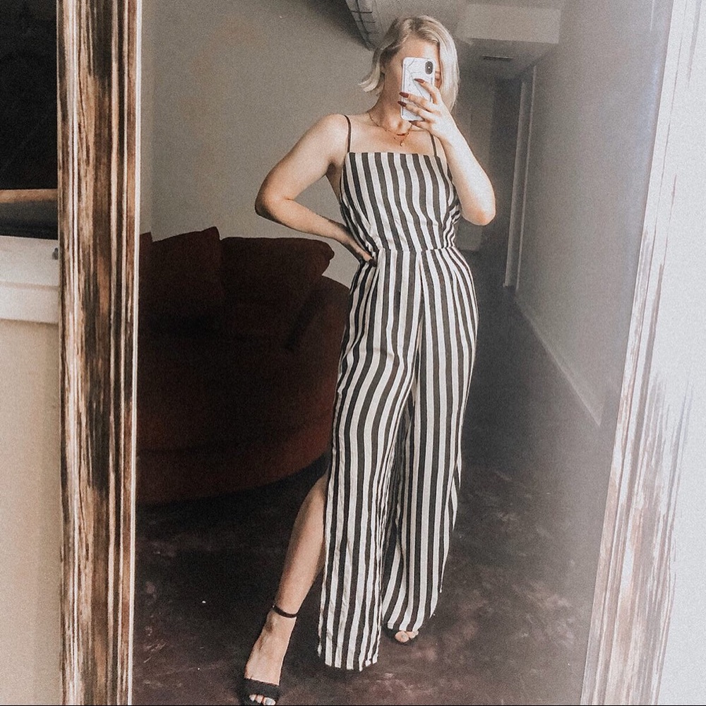 Revolve striped jumpsuit